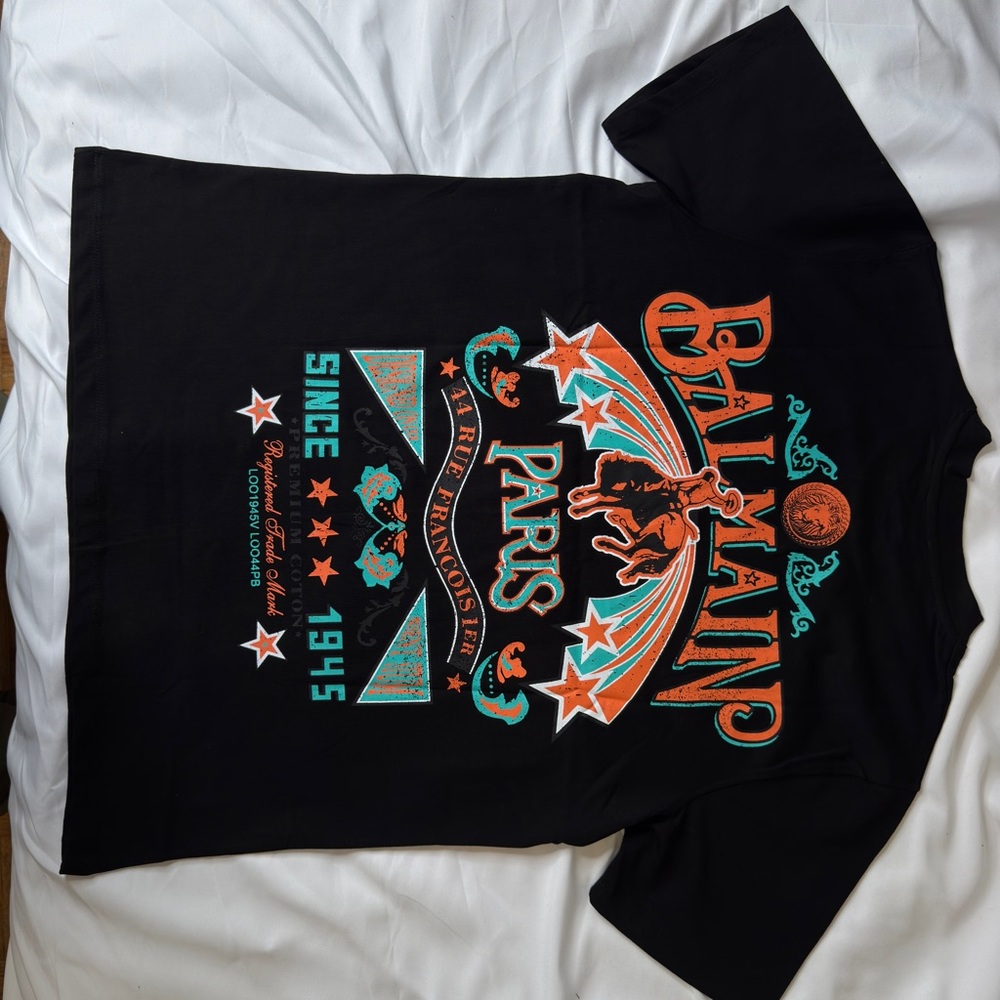 Balmain Men’s Black and Orange Graphic Tee Available on all sizes - Picture 3 of 4